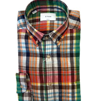 Plaid Linen From Sweden with Button Down Collar