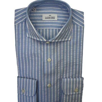 Blue Seersucker Sport Shirt