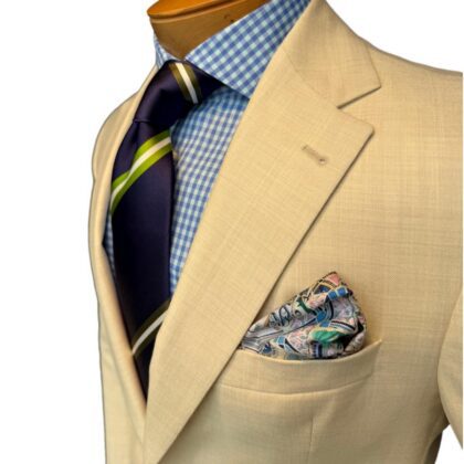 Wool Cotton Silk Solid Suit