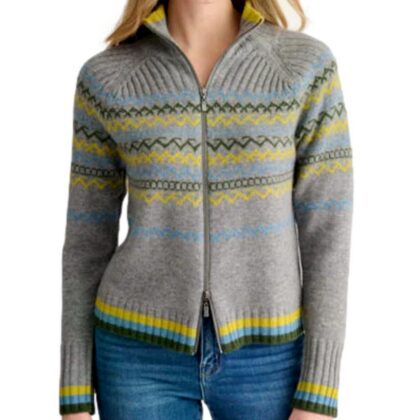 Cashmere Fair Isle Zip Cardigan