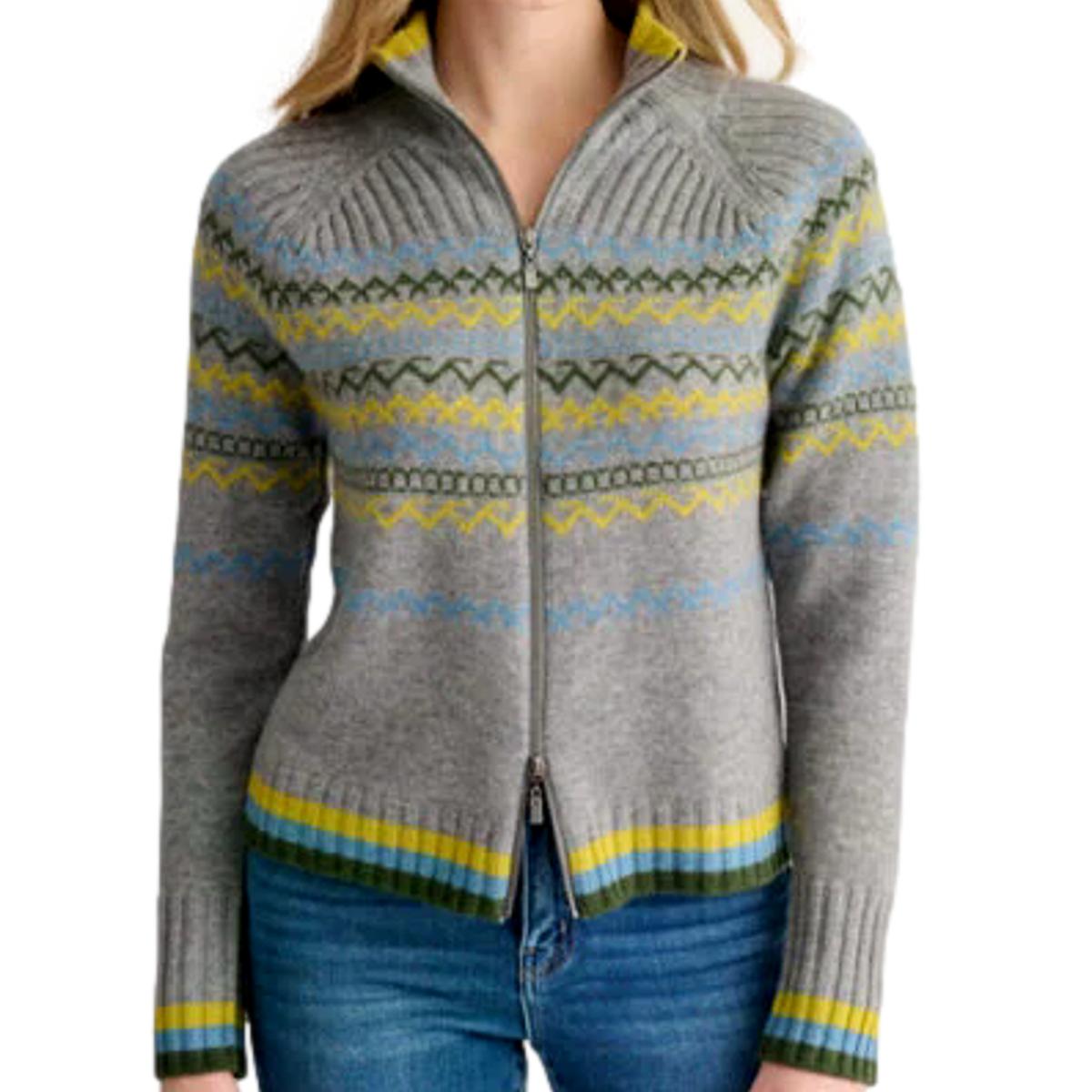 Cashmere Fair Isle Zip Cardigan