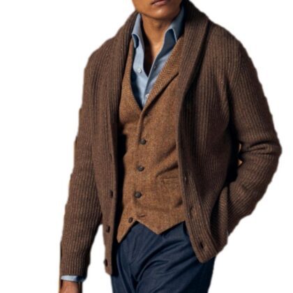 Shawl Cardigan with Donegal Flecks made in Italy