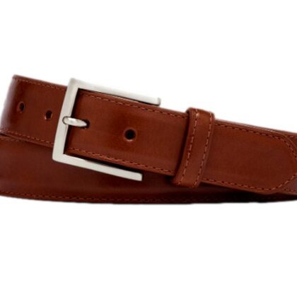 Maple Colored Leather belt with Nickel Buckle