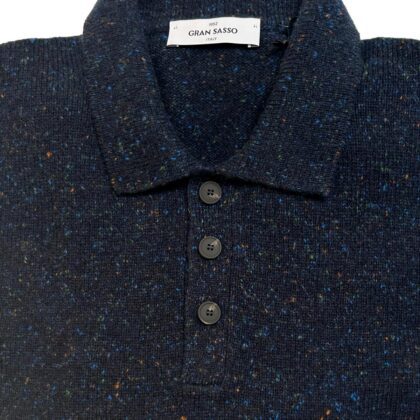 Donegal Flecks Three Button Polo in Autumnal Rust from Italy