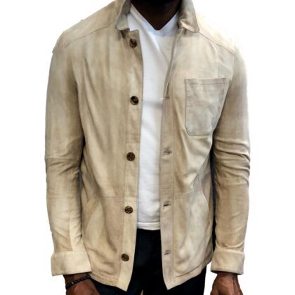 Button Front Suede Jacket Made in Italy