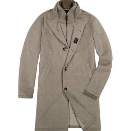 Wool Diagonal Weave Topcoat Made in Italy