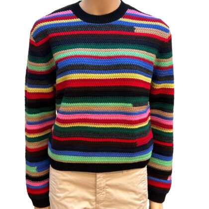 Wool and Cashmere Sweater with Rainbow Stripes