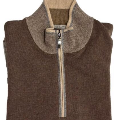 Wool Blend Quarter Zip with Contrast Trim Colors