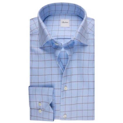 Cotton Plaid with Blue and Brown Window Pane