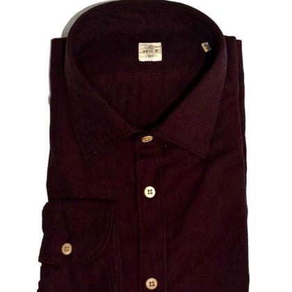 Solid Cotton Flannel with Contrast Placket Trim