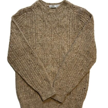 Wool and Cashmere Cable Flecked Crew