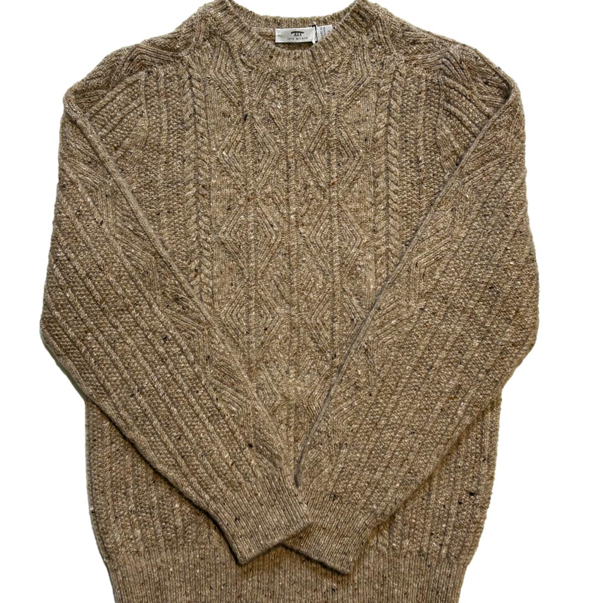 Wool and Cashmere Cable Flecked Crew