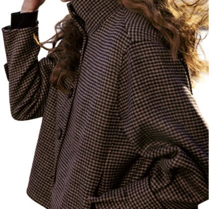 Houndstooth Moc Collar Hybrid Coat
