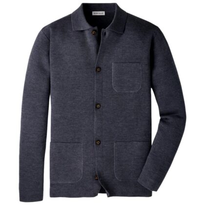 Collared Merino wool Blend Button Down Sweater