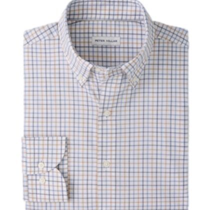 LS Check in Button Down Collar Performance Fabric