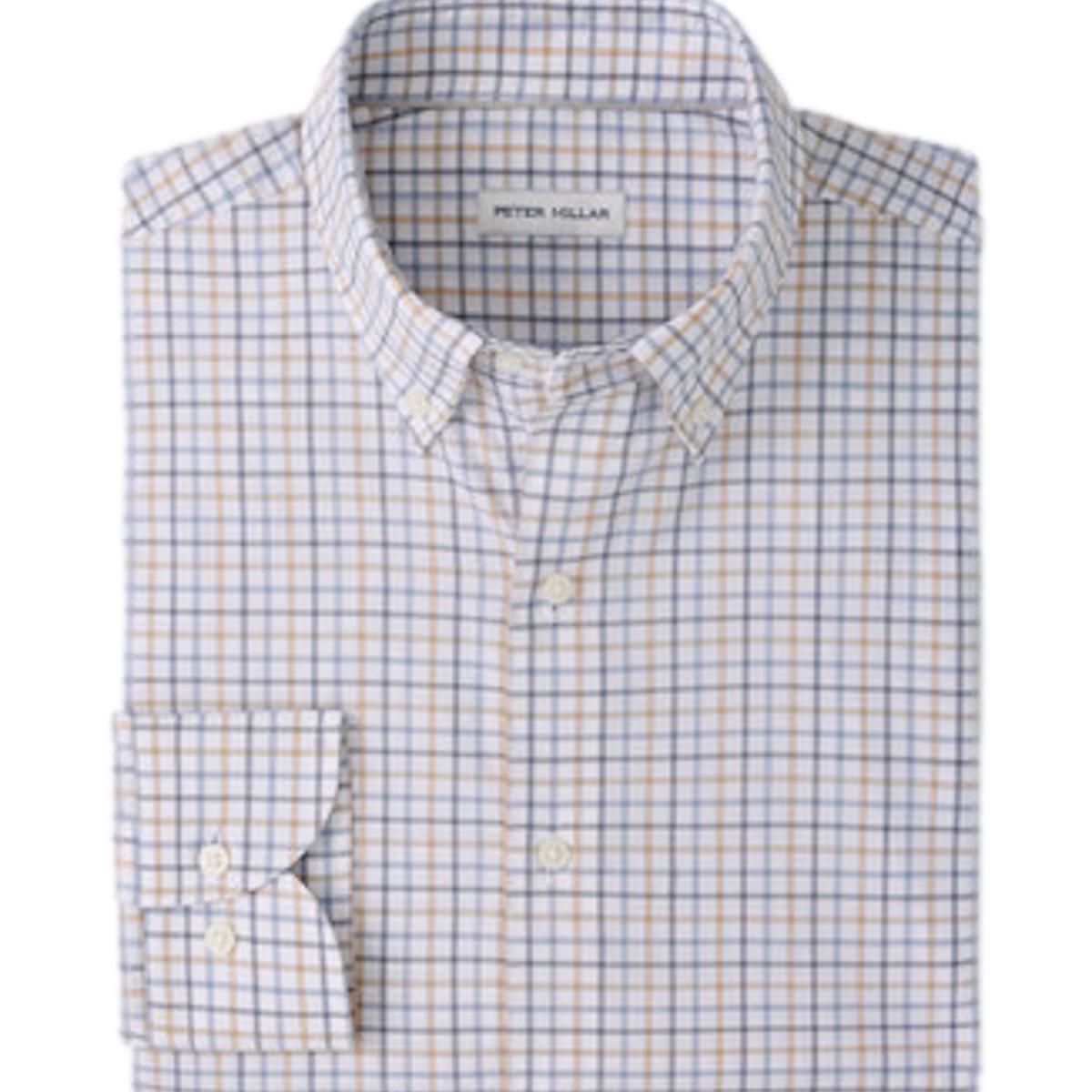 LS Check in Button Down Collar Performance Fabric
