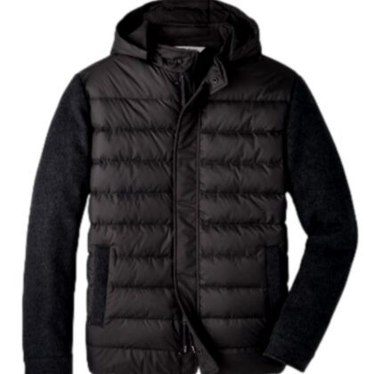 Quilted Merino Slleves Hybrid Jacket Removable Hood