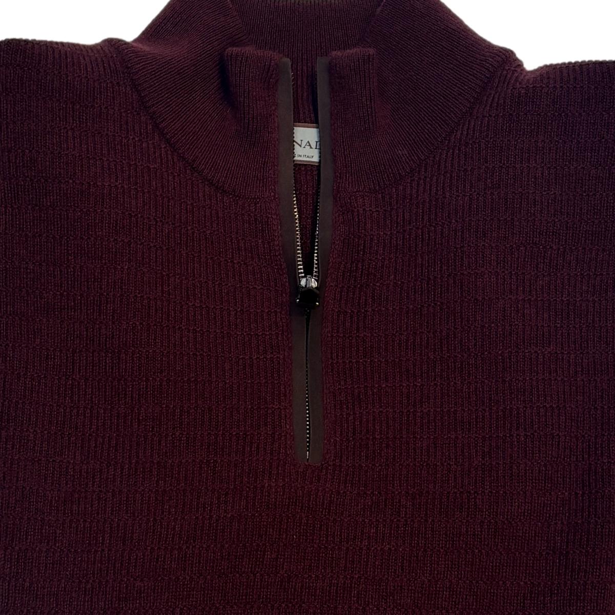 Woven Weave Wool Blend Quarter Zip from Italy