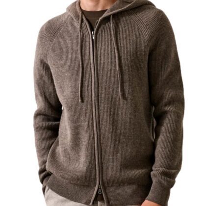 Merino Wool Vertical Rib Hoodie