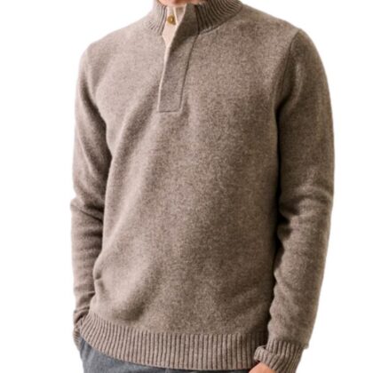 Super Fine Lambswool Button Moc Neck