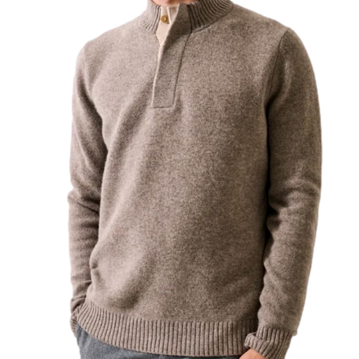 Super Fine Lambswool Button Moc Neck