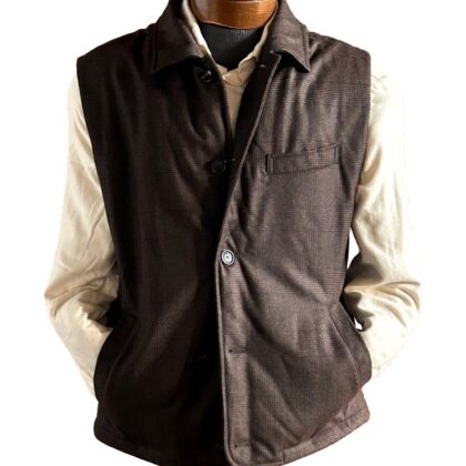Wool Plaid Vest with Collar