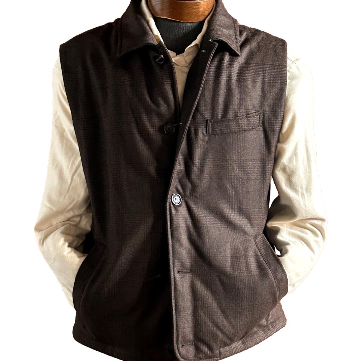 Wool Plaid Vest with Collar
